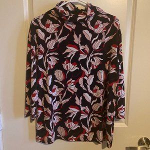 Liz Claiborne Floral Quarter Sleeve Blouse Size M